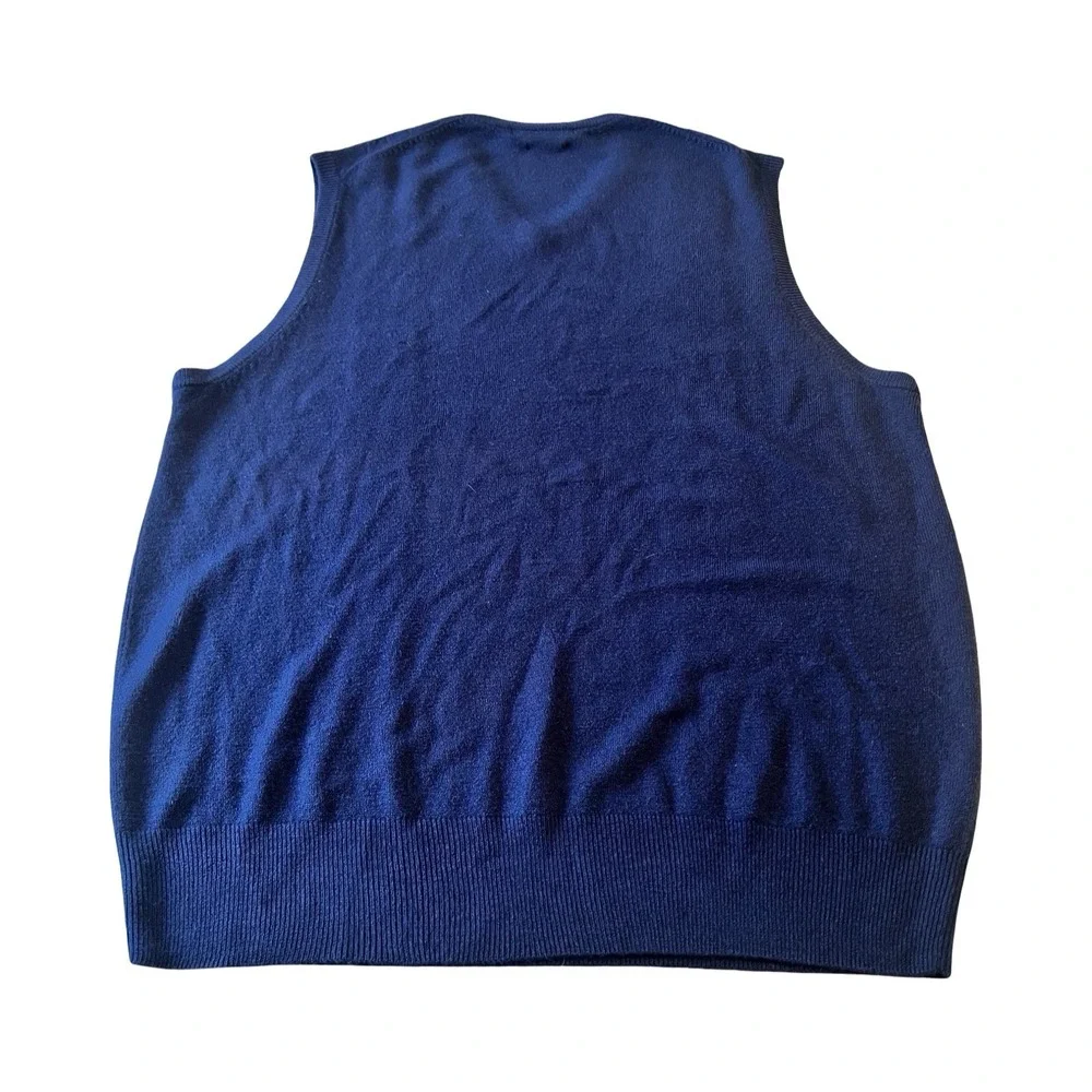 Geoffrey Beene Mens XL Navy Blue Super Soft Cable‎ Knit V-Neck Sweater Vest